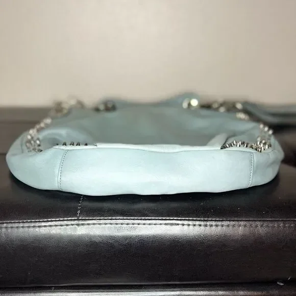 Rebecca Minkoff Studded Satchel Bag Shoulder Purse Bright Light Blue - Picture 3 of 12